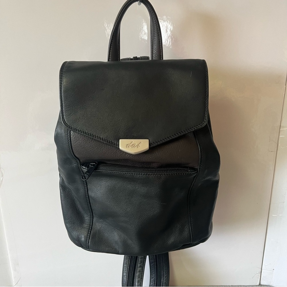 Derek Alexander Black & Brown Leather Sling Backpack Shoulder Bag Purse